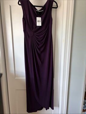 connected apparel Plum Sleeveless Draped Maxi Dress